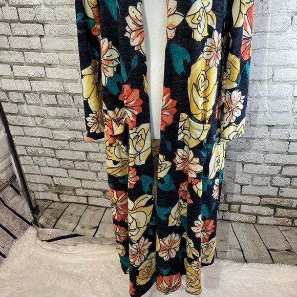 LULAROE Yellow Coral Floral Sarah Medium - Picture 3 of 9